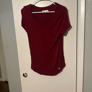 Hollister Deep Red Short Sleeve Tee